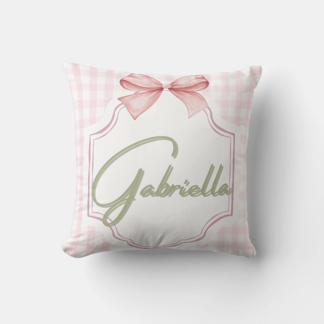 Coussin Personnalisée Gabriella bébé fille Nursery Bow (Recto)