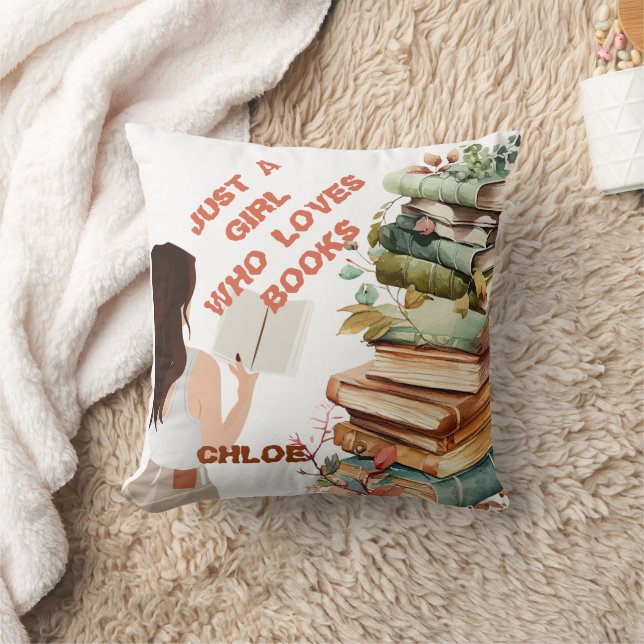 Coussin Personnalisée Juste une fille qui aime les livres (Couverture)