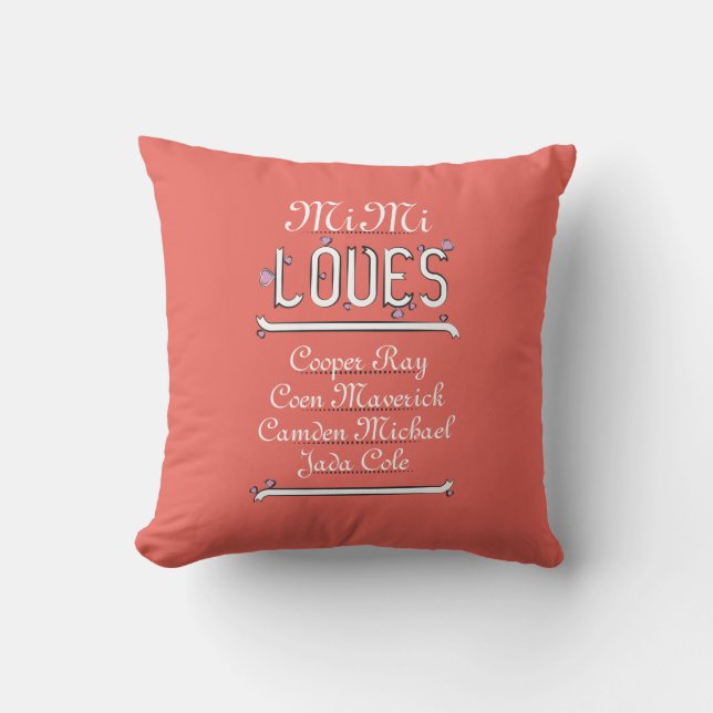 Coussin Personnalisée, Mimi aime ses 4 grands (Recto)