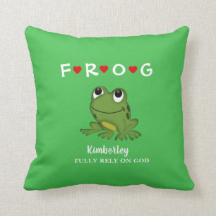 Coussin Personnalisée Pleinement confiance sur Dieu Frog