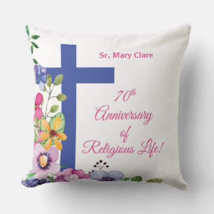Coussin Personnaliser, 70e anniversaire Nun vie religieuse