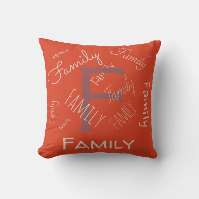 Coussin Personnaliser ce modèle, MONOGRAM, FAMILLE, NOM, (Recto)
