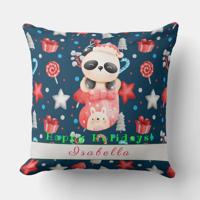 Coussin Personnaliser de vacances Panda Texte et nom 20"X2 (Recto)