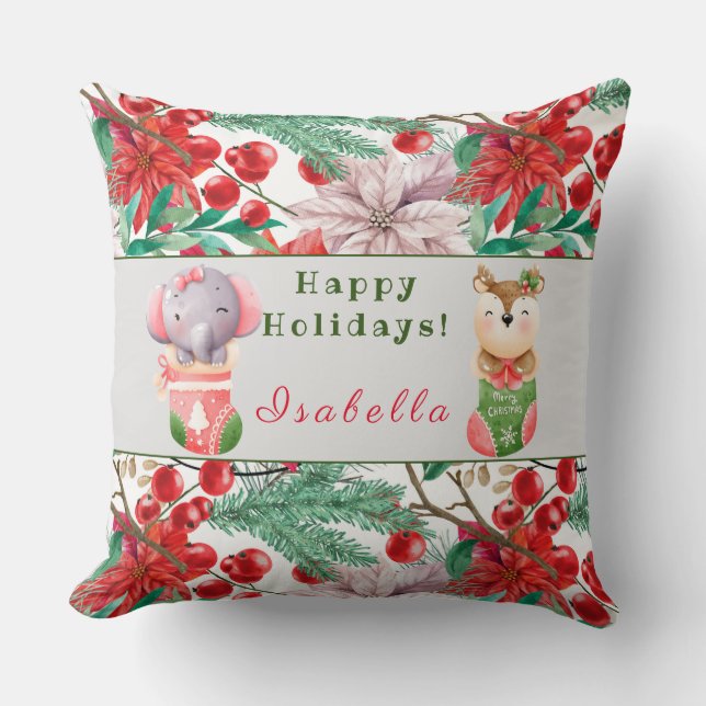 Coussin Personnaliser des éléphants et des cerfs Texte et  (Recto)