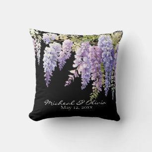 Coussin Personnaliser la glycine de l'aquarelle violette f