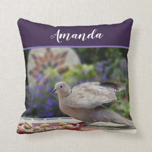 Coussin Personnaliser la verdure Fleurs violettes Oiseau D