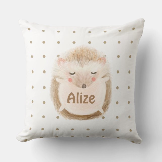 Coussin Personnaliser l'aquarelle mignon Hérisson enfants  (Recto)