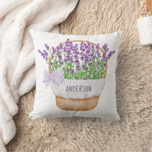 Coussin Personnaliser Lavande Florale Purple Panier vert