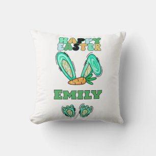 Coussin Personnaliser le nom mignon lapin de Pâques