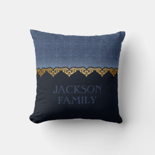 Coussin Personnaliser l'élégant modèle de damas foncé