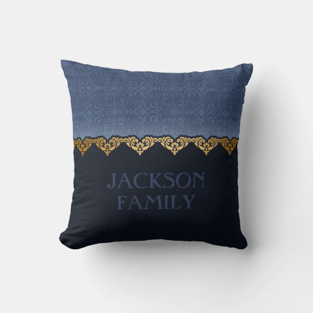 Coussin Personnaliser l'élégant modèle de damas foncé (Recto)