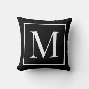 Coussin Personnaliser monogramme noir blanc   Tout arrière