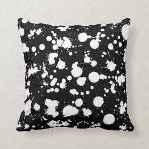 Coussin Personnaliser noire et blanche d'art de peinture