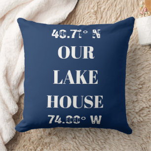 Coussin Personnaliser Nos Coordonnées Lake House