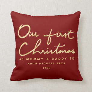 Coussin Personnaliser notre premier Noël en tant que maman