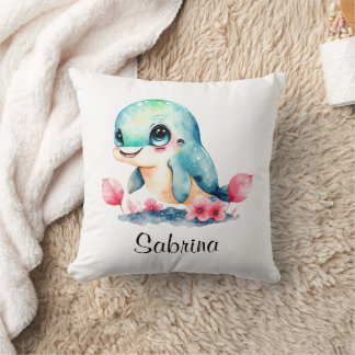Coussin Personnaliser Nursery Kids Room Dolphin Watercolor