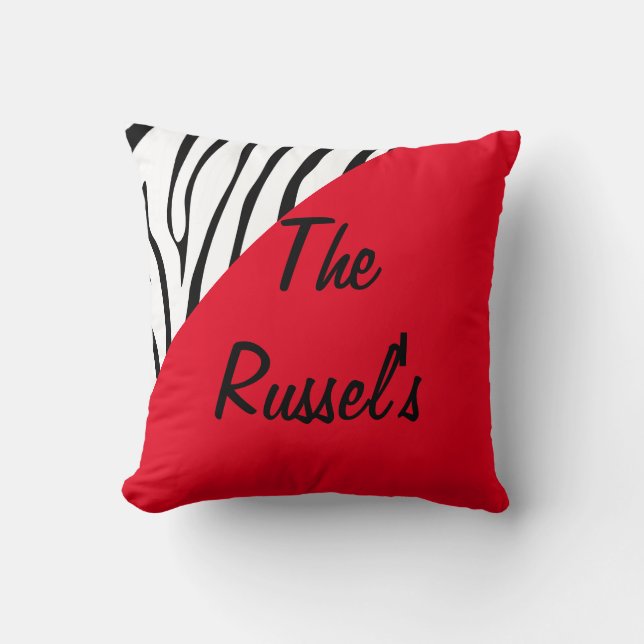 Coussin Personnaliser rouge d'impression Zebra (Recto)