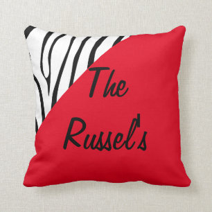 Coussin Personnaliser rouge d'impression Zebra