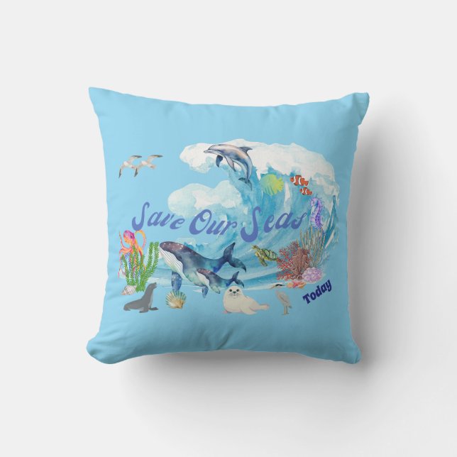 Coussin Personnaliser Sauvons Nos Mers (Recto)