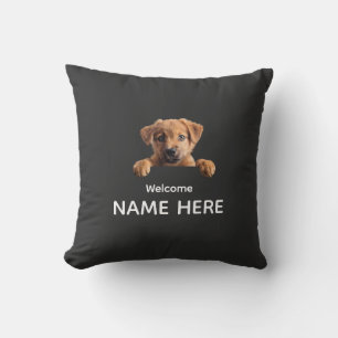 Coussin Personnaliser un chiot de bienvenue mignon