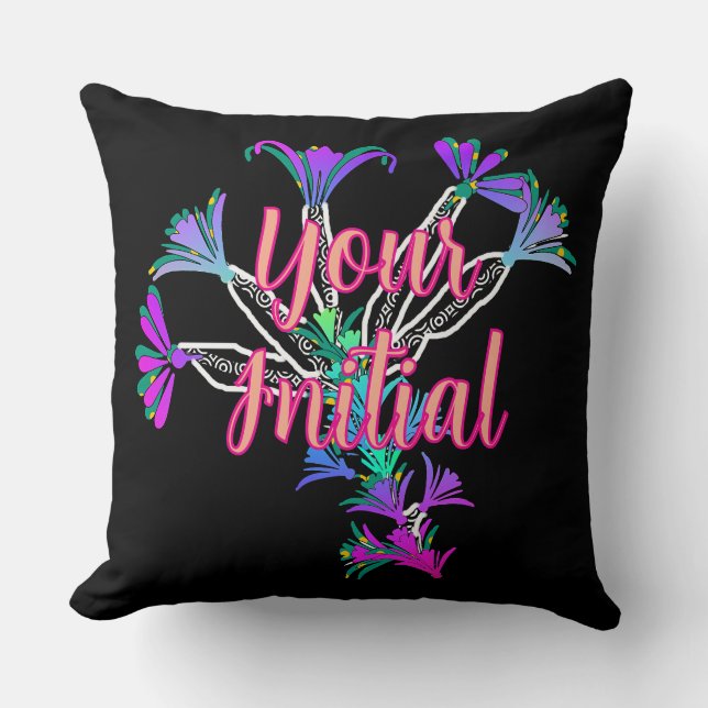 Coussin Personnalisez avec votre initiale florale (Recto)