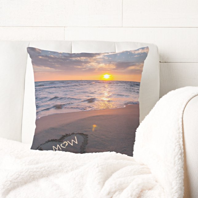 Coussin Personnalisez Couple Beach Sunset Coeur Jeter orei (Créateur téléchargé)
