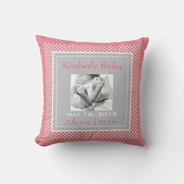 Coussin Personnalisez le faire-part de naissance de crèche (Recto)