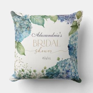 Coussin Personnalisez les hydrangeas bleus de la douche de
