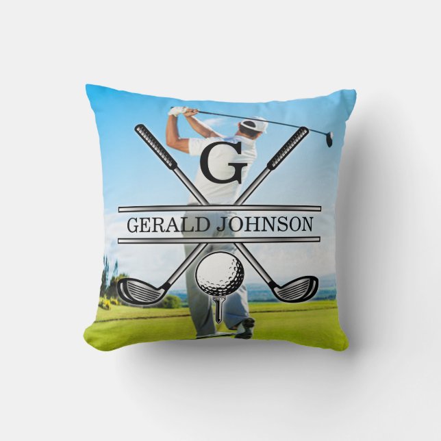 Coussin Personnalisez votre image Golf Monogramme Design (Recto)