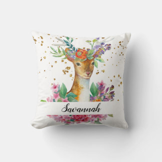 Coussin Personnalisez votre propre cerf floral