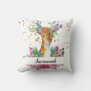 Coussin Personnalisez Votre Propre Cerf Floral Beau