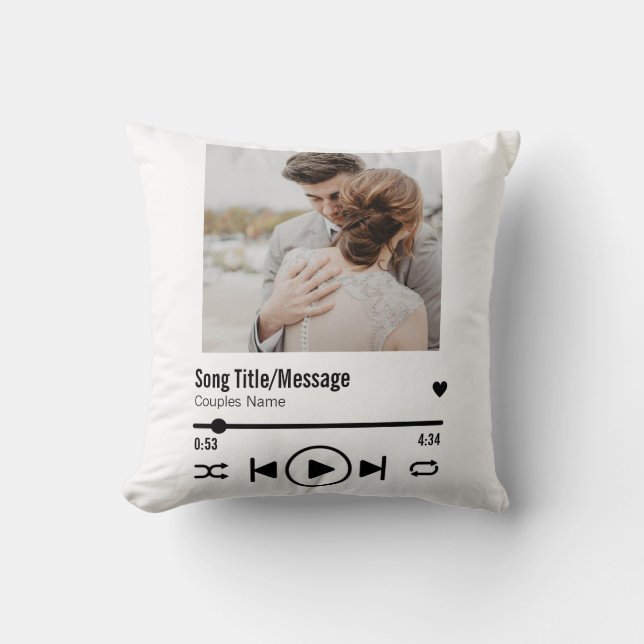 Coussin Personnalized Newlywed Photo Song Playlist (Recto)