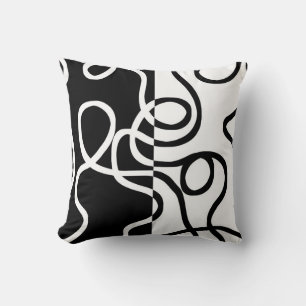 Coussin Persuasion linéaire I : Abstrait noir et blanc