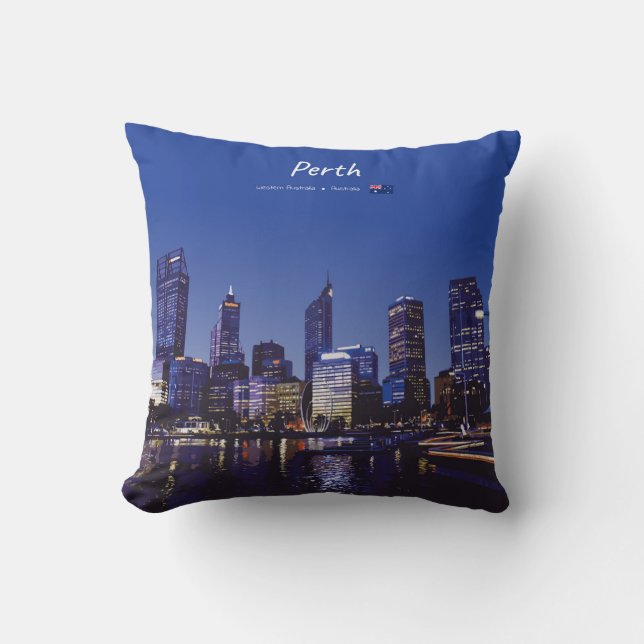 Coussin Perth, Australie - Ciel de la ville la nuit (Recto)