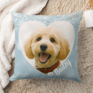 Coussin Pet Dog Cat Custom Photo Blue Memorial Keepsake