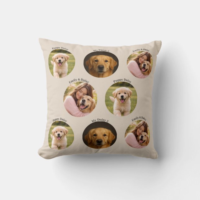 Coussin Pet Family Photos Mother's Day Throw Pillow Beige (Recto)