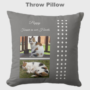 Coussin Pet memorial chat gris et blanc ajouter des photos