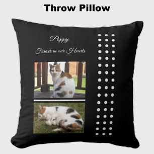 Coussin Pet memorial chat noir et blanc ajouter des photos