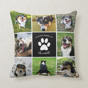 Coussin Pet Memorial Custom Chien Photo Collage Empreinte 