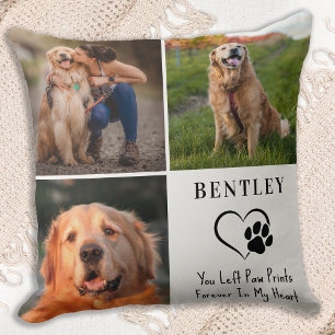 Coussin Pet Memorial Personnalisé 3 Photos Empreintes de p