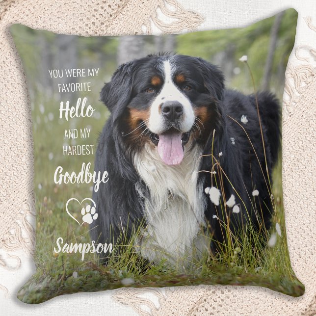 Coussin Pet Perte Souvenir Poème 2 Photo Dog Memorial (Créateur téléchargé)