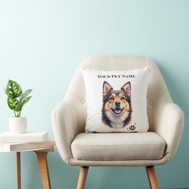 Coussin Pet’s Simple Modern Name & Photo Custom Design (Chaise)