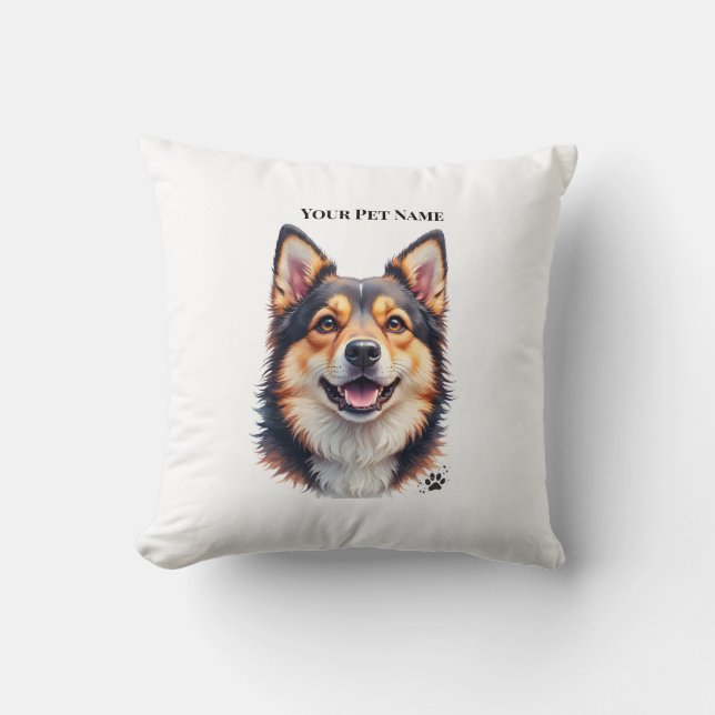 Coussin Pet’s Simple Modern Name & Photo Custom Design (Recto)