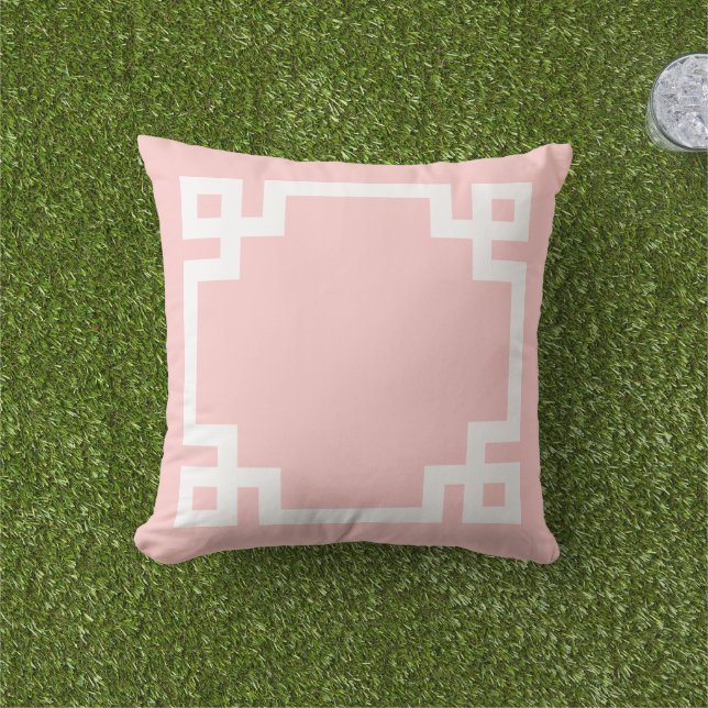 Coussin Pétale rose et blanc clé grecque | Couleurs modifi (Herbe)