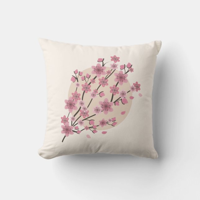 Coussin Pétales de cerisier en fleurs roses (Recto)