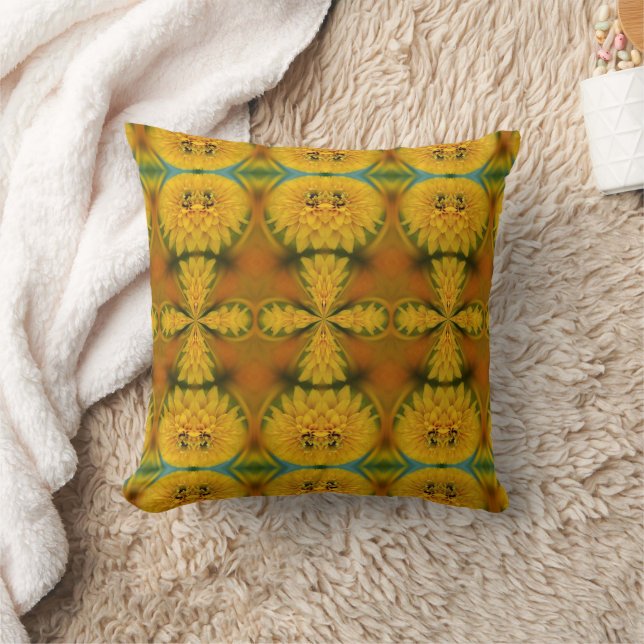 Coussin Pétales de fleurs jaunes Conception abstraite (Couverture)