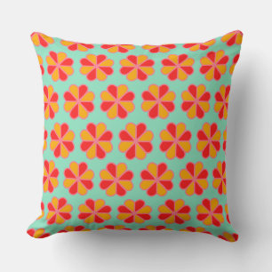 Coussin Pétales de fleurs rouges et orange