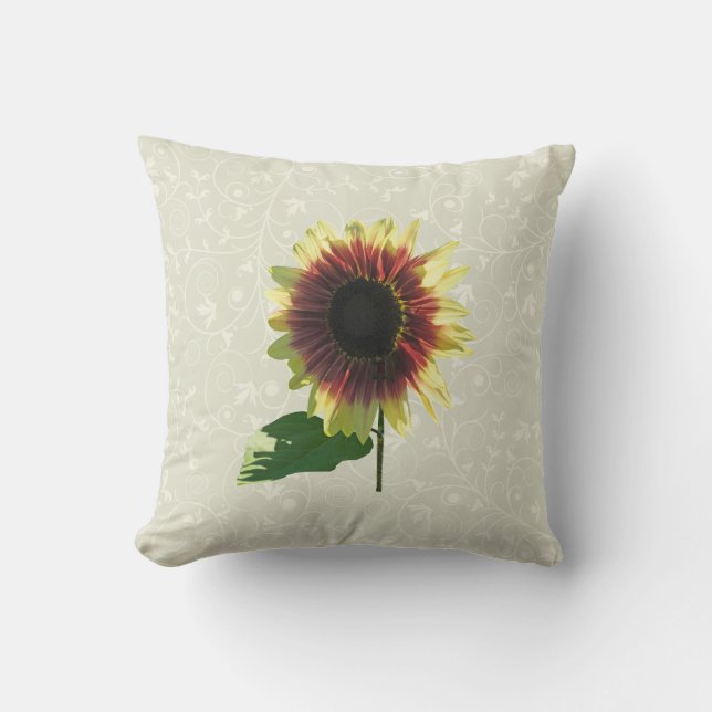 Coussin Pétales de Tournesol Cercle de Feu (Recto)