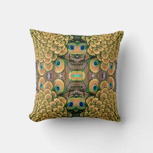 Coussin Pétales Emerald Green et Gold Peacock
