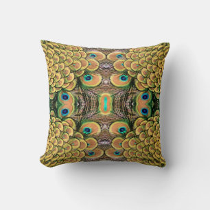 Coussin Pétales Emerald Green et Gold Peacock